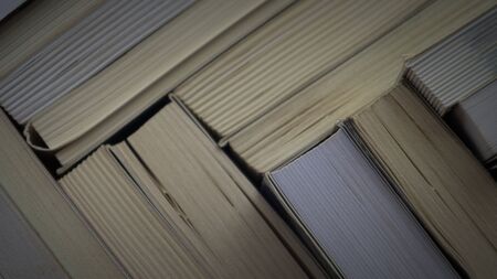 strategically ordered set of booksの写真素材