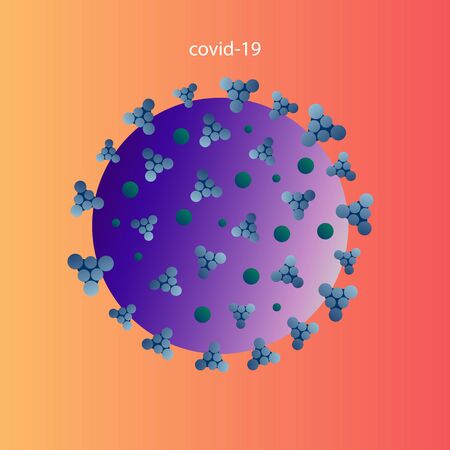 Coronavirus Bacteria covid-19 on the gradient background. N-Cov danger.のイラスト素材