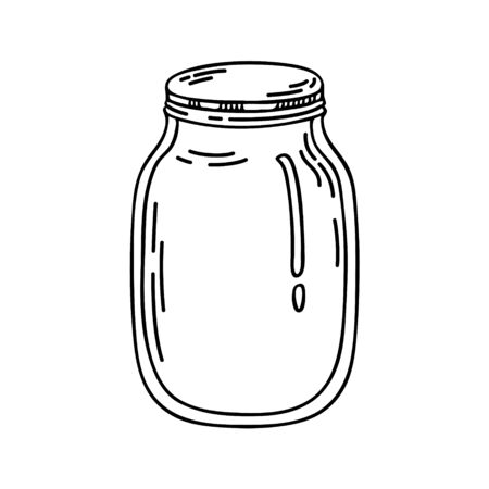 Vector illustration of a glass jar isolated on a white background.のイラスト素材