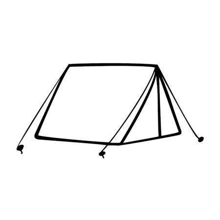 Vector illustration of a tent in Doodle style.のイラスト素材