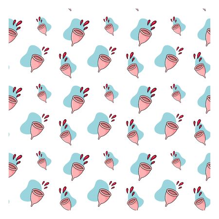 Seamless pattern menstrual Cup in the style of Doodle. Eco-friendly reusable feminine hygiene product. Cup menstrual period.のイラスト素材