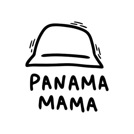 Image of a Doodle-style Panama hat. Print on clothing, icon, or poster. Lettering and image of a headdress for summer from the heat.のイラスト素材