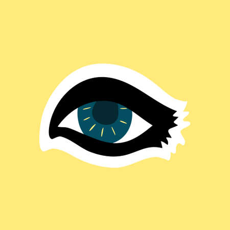 Occult eye symbol in Doodle style isolated on a white background. A sign that protects you from the evil eye or danger. Amulet eye for good luck. Sticker or poster.のイラスト素材