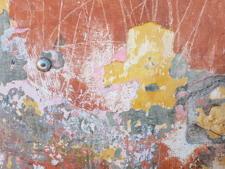 Damaged wall texture. Paint peeling off the wall. Grunge texture background
