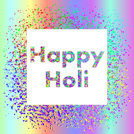 Happy Holi square banner with gradient and gulal. Vector illustration of Holi festival.のイラスト素材