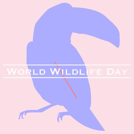 Vector illustration of toucan in pastel colors. World Wildlife Day, March 3. Can be used for your postcard, card, banner, poster and calendar.のイラスト素材