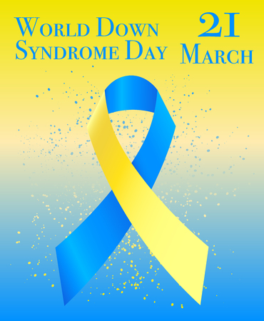 Vector illustration of World Down Syndrome Day with ribbon.のイラスト素材