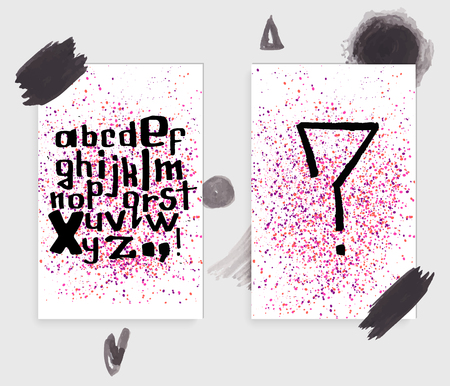 Unique vector Latin alphabet drawn by hand. Vector letters isolated and easy to use. Latin ABC. Unique poster design or educational centre, notebook cover or postcard. Grungy font.のイラスト素材