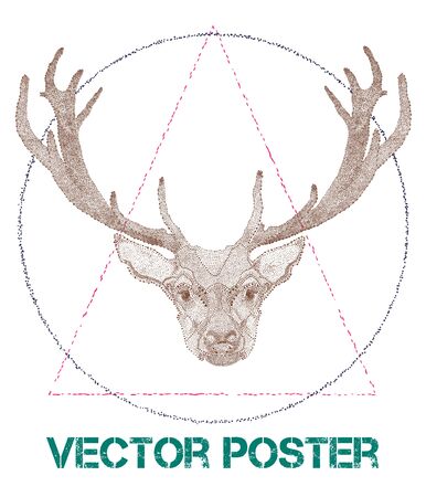 Vintage vector poster with deer. Hipster concept placard. Perfect for a t-shirt design.のイラスト素材