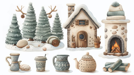 Decorative Christmas cookies and ornaments for a festive moodの素材