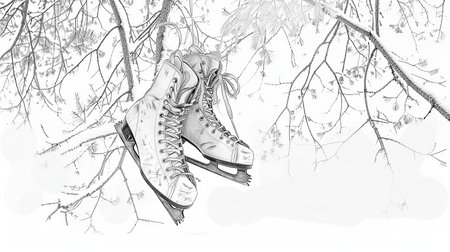 Winter coloring page for children, encouraging creativity and imagination, perfect for winter play and learning.の素材