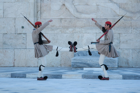 Greek Guards at the Parliament - Evzones - Tsoliasのeditorial素材