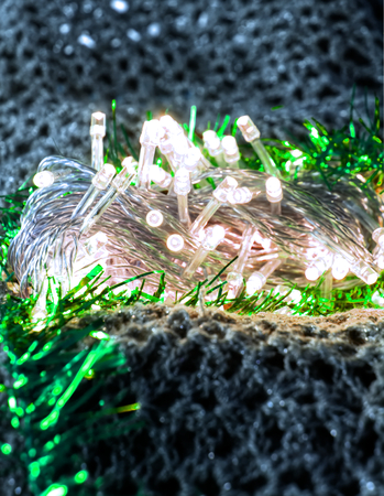 Detail of white led lights on a gray background, taken in Veracruz, Mexico 2018の写真素材