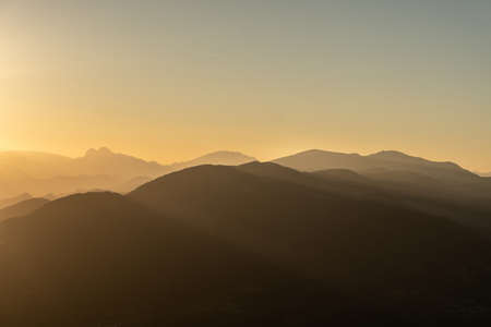 Sunset mountains landscape.の写真素材
