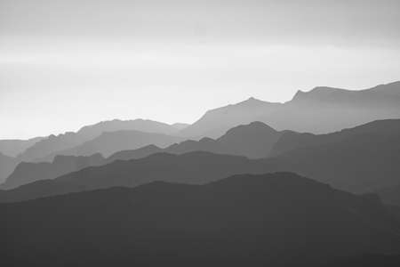 Black and white mountains landscape.の写真素材