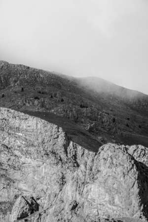 Foggy mountain detailsの写真素材