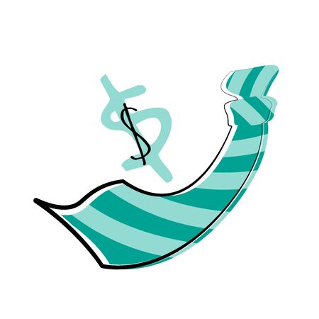 Stock vector illustration of a tie and a dollar symbol as a concept for supporting small and medium-sized businesses during the crisis caused by the Covid-19 epidemic. White isolated background.のイラスト素材