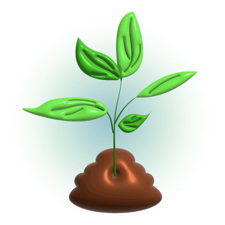 Vector 3d growing tree. World environment day, Earth day, save a clean planet, ecological concept. Eco postcard, print design. Nature concepts, April 22 holiday poster and Green Eco Earth card.のイラスト素材