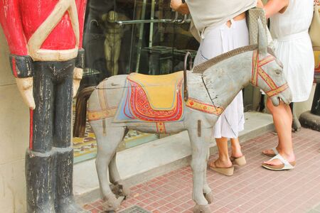 Horses Figures in Woodの写真素材