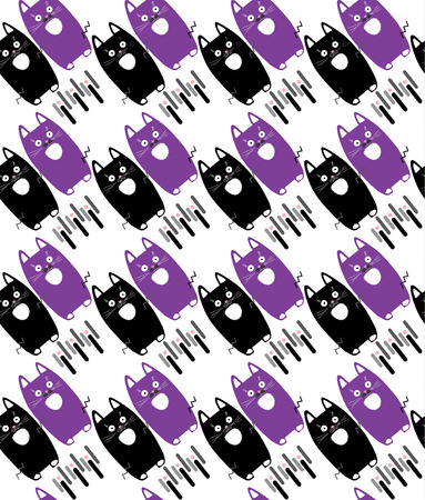 Cats animal pattern. Cute little kittens isolated on white background, seamless pattern. Vector illustration. Cats pattern for fashion, textile. home decoration, pillow cases print.のイラスト素材