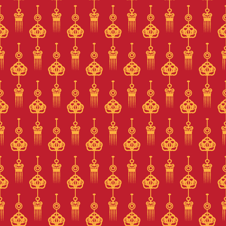 Chinese New Year pattern. 2017. Chinese luxury background. Set of Asian traditional seamless pattern with gold ornament on red background. Vector illustration. Ornamental silk texture. Fabric Printのイラスト素材