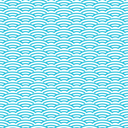 Chinese abstract wavy pattern. Asian traditional seamless blue pattern. Vector illustration. Ornamental silk texture. Geometric waves shapes background. Summer collection.のイラスト素材