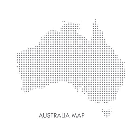 Australia Map Icon With Black Dots Pattern Isolated On White