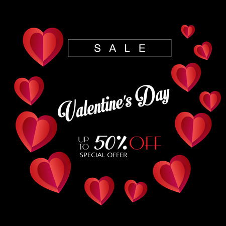 Sale discount banner of Valentine's Day Gift card. Vector illustration. Gift card elegant design. Advertisingのイラスト素材