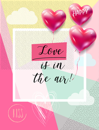 Happy Valentines Day greeting card vector template.のイラスト素材