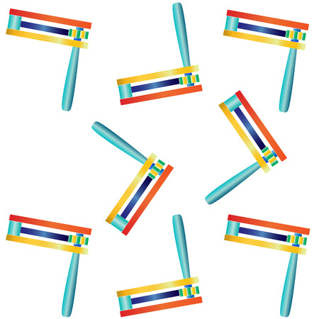 Purim pattern with traditional toy "grogger" noisemaker isolated on white background. Purim toys Festival Vector illustration. Jewish Holiday decoration.のイラスト素材