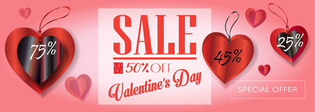 Sale discount banner for Valentines Day. Sale price tag Vector gift cardのイラスト素材