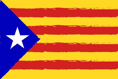 Catalonia flag, grunge brush strokes painted texture yellow and red Catalonia national flag color, Independence Day poster vector.のイラスト素材