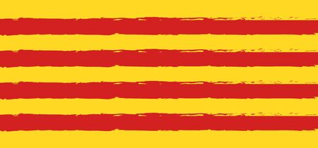 Brush strock painted grunge texture pattern, Catalonia national flag red and yellow color Independence Day vector abstract background.のイラスト素材