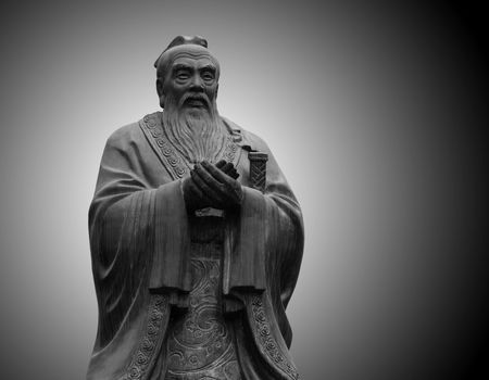 statue of Confucius in the temple of Confucius in Beijingの写真素材