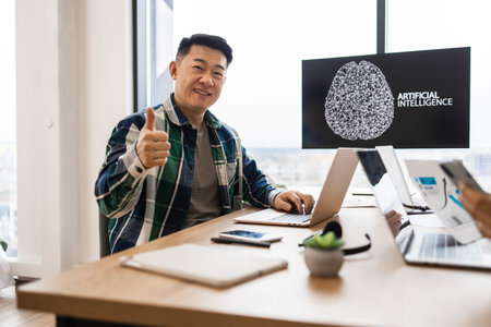 IT expert working on artificial intelligence developments in office