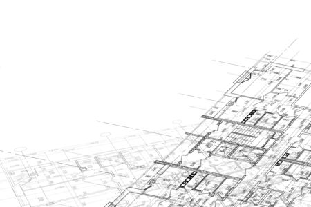 Part of abstract architectural project on the white backgroundの写真素材