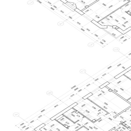 Part of abstract architectural project on the white backgroundの写真素材