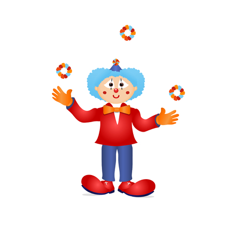 Colorful clown circus costume cartoon detailed character Illustration juggling with ringsのイラスト素材