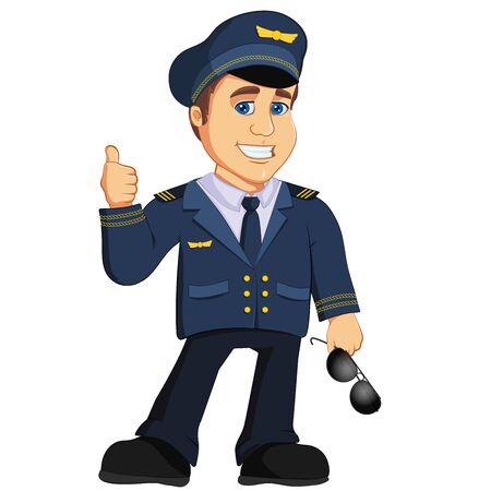 Pilot Aviation Captain Vector illustration cartoon mascot characterのイラスト素材