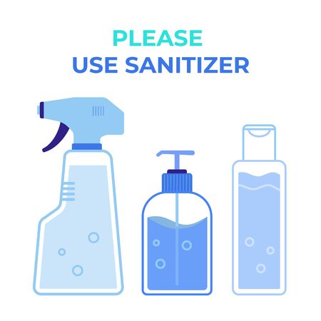 Use sanitizer to stay away from germs and virusesのイラスト素材