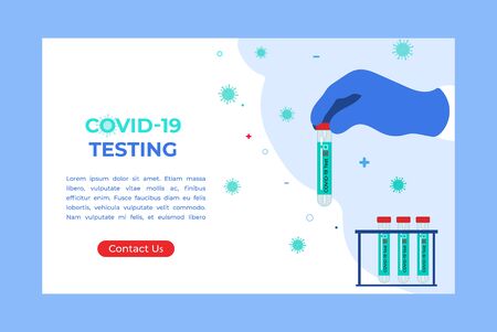 COVID-19 testing. Tubes with saliva sample. Coronavirus test.のイラスト素材