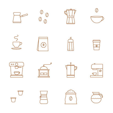 Coffee Related Vector Line Icons vector set.のイラスト素材