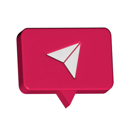Social media notification icon. Share icon on a red background. 3d design.
