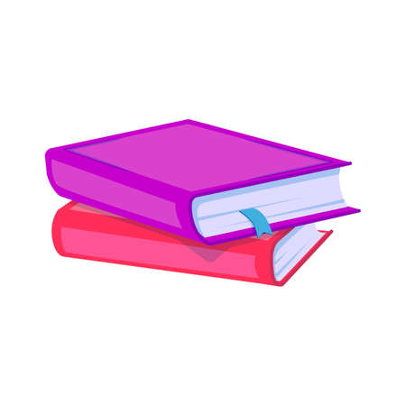 Stack of books for reading, pile of textbooks for education. Book of literature, dictionaries, encyclopedias, planners with bookmarks. Colored flat vector illustration isolated on white backgroundのイラスト素材