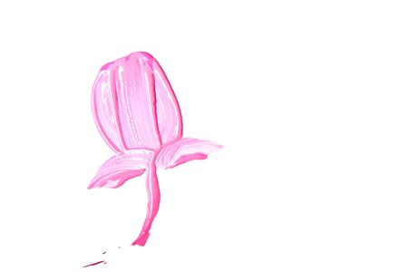 Flower painted with pink paint on paper. Art.の写真素材