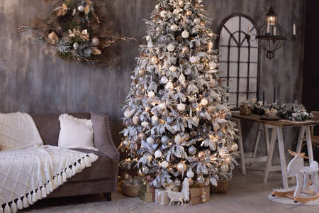 View of beautiful Christmas new year room interior.の写真素材