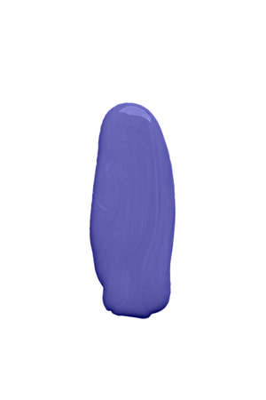 Elongated brushstroke, puddle of lavender purple acrylic paint.の写真素材