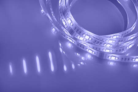 Bright neon pink LED strip glowsの写真素材