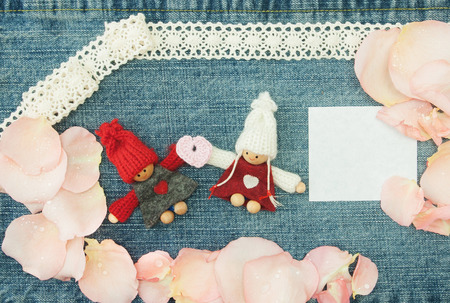 Blank, valentine, greeting card with couple in loveの写真素材