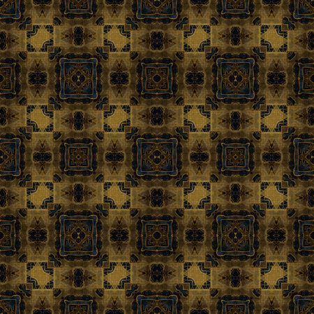art nouveau geometric ornamental vintage pattern in brown and green
